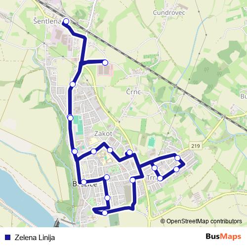 Zelena Linija bus Line Map