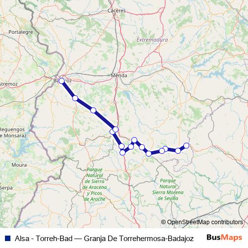 Alsa - Torreh-Bad bus Line Map