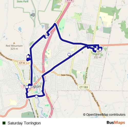 Saturday Torrington bus Line Map