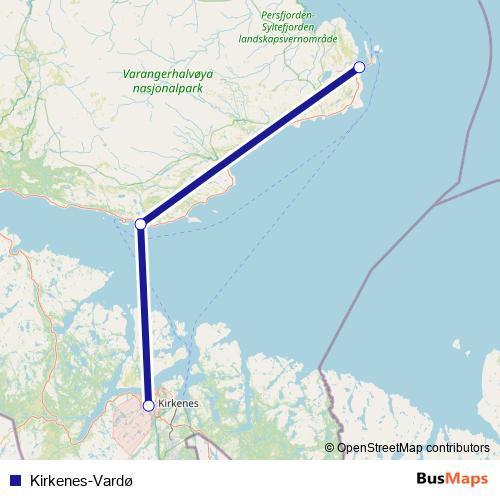 Kirkenes-Vardø air Line Map