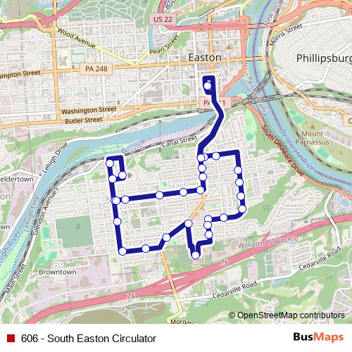 606 - South Easton Circulator bus Line Map