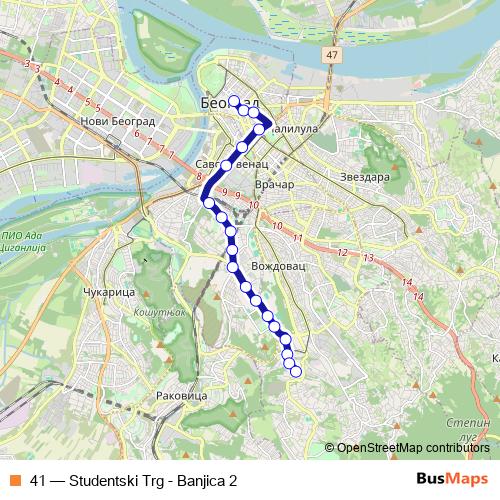 41 trolleybus Line Map