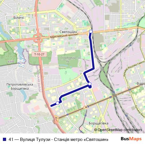 41 trolleybus Line Map