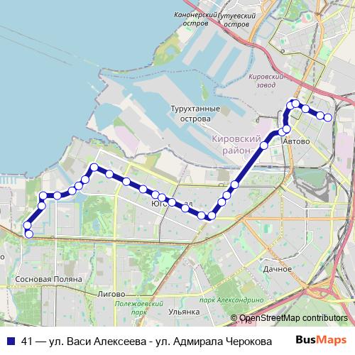 41 trolleybus Line Map
