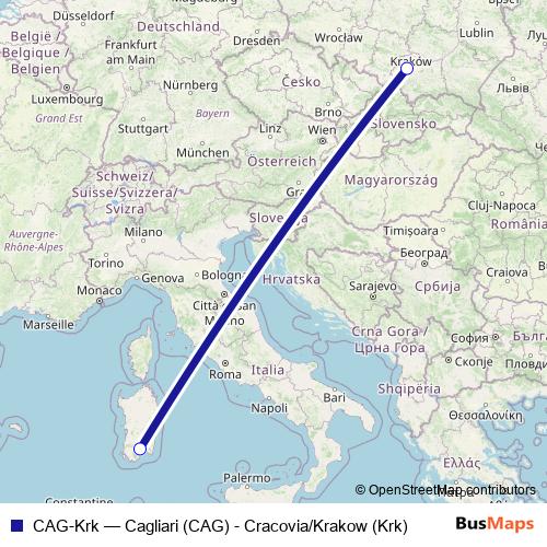CAG-Krk air Line Map