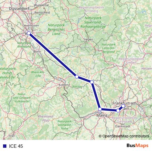 ICE 45 rail Line Map