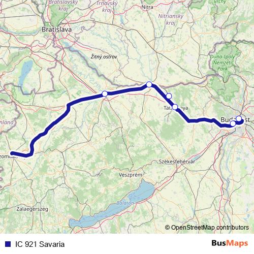 IC 921 Savaria rail Line Map