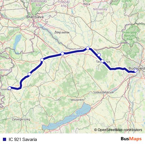 IC 921 Savaria rail Line Map