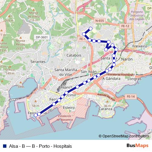 Alsa - B bus Line Map