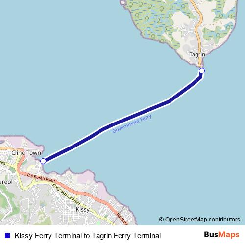 Kissy Ferry Terminal to Tagrin Ferry Terminal ferry Line Map