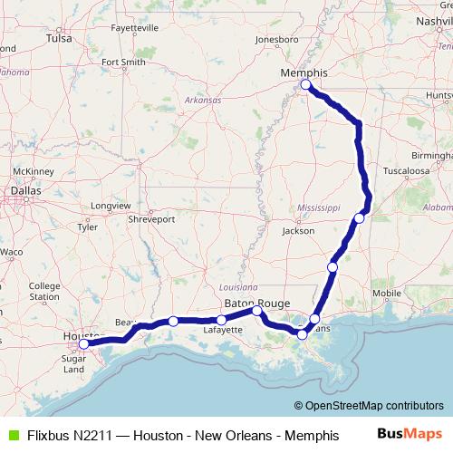 Flixbus N2211 bus Line Map