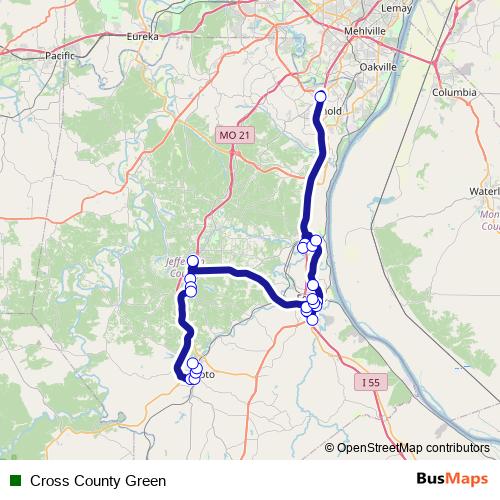Cross County Green bus Line Map