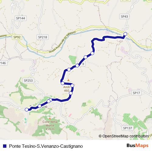 Ponte Tesino-S.Venanzo-Castignano bus Line Map
