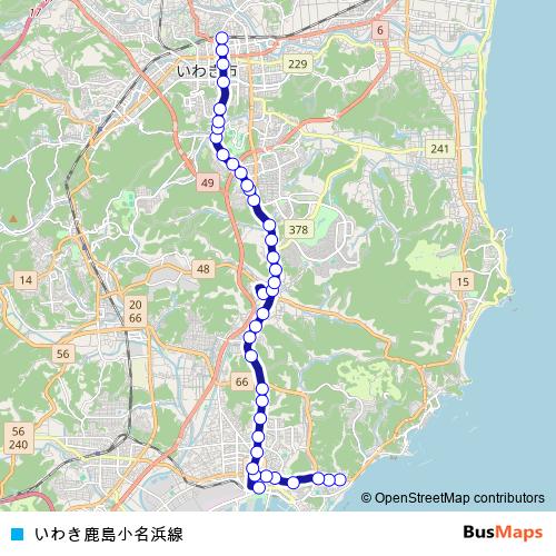 Iwaki Kashima Onahama Line bus Line Map