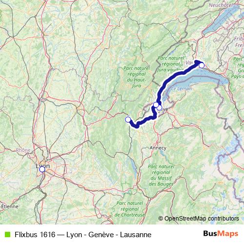 Flixbus 1616 bus Line Map