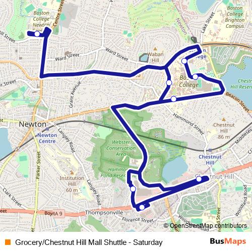 Grocery/Chestnut Hill Mall Shuttle - Saturday bus Line Map