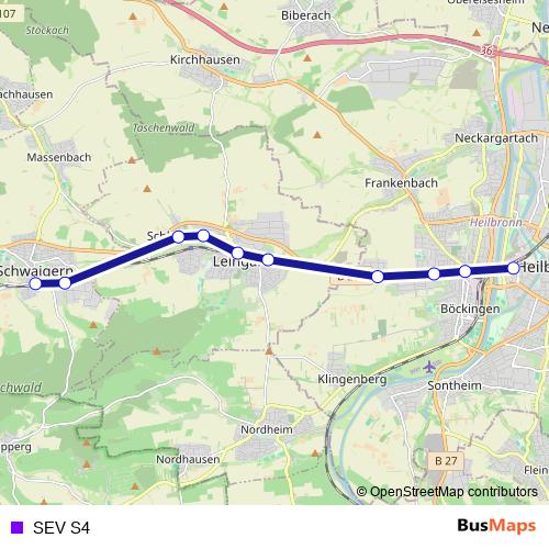 SEV S4 bus Line Map