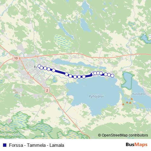 Forssa - Tammela - Lamala bus Line Map