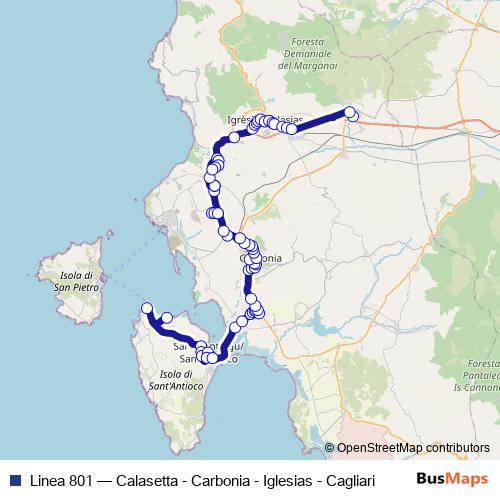 Linea 801 bus Line Map