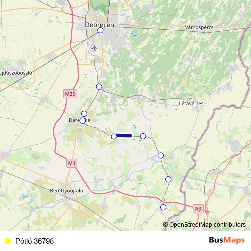 Pótló 36798 bus Line Map