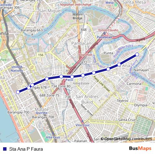 Sta Ana P Faura bus Line Map