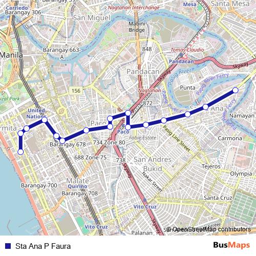 Sta Ana P Faura bus Line Map