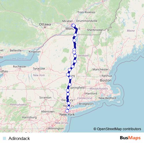 Adirondack rail Line Map