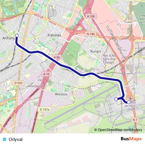 Orlyval tram Line Map