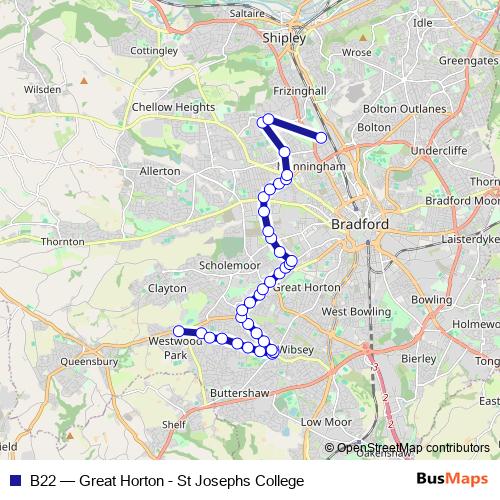 B22 bus Line Map