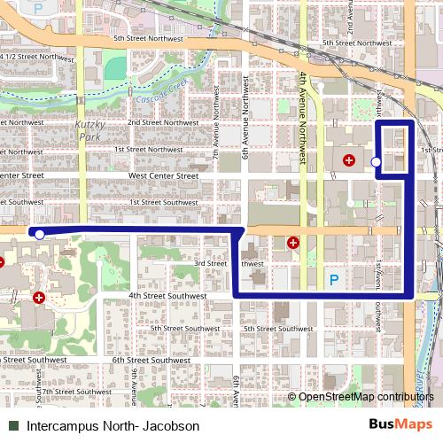 Intercampus North- Jacobson bus Line Map