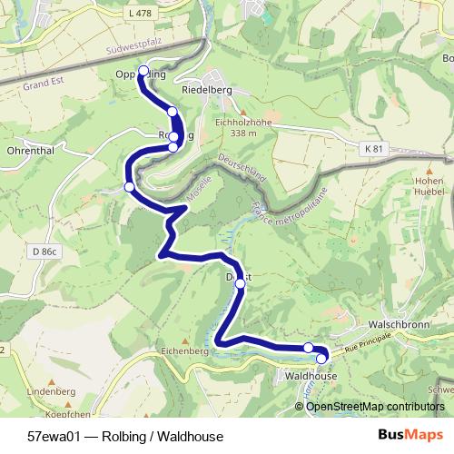 57ewa01 bus Line Map