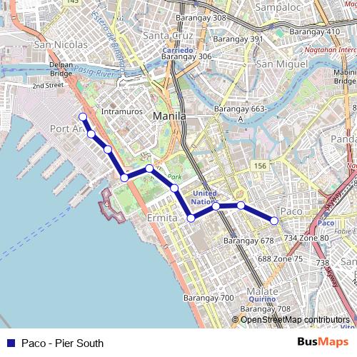 Paco - Pier South bus Line Map