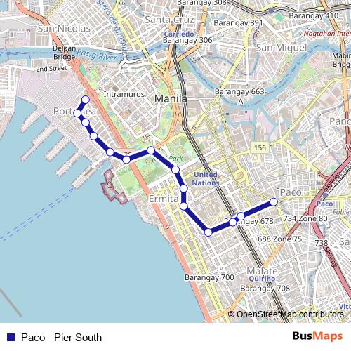 Paco - Pier South bus Line Map