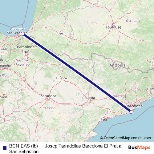 BCN-EAS (Ib) air Line Map