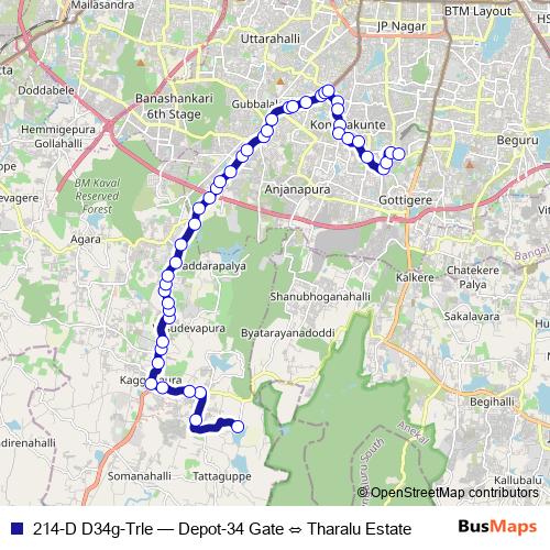 214-D D34g-Trle bus Line Map