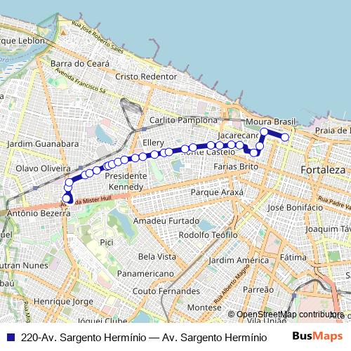 220-Av. Sargento Hermínio bus Line Map
