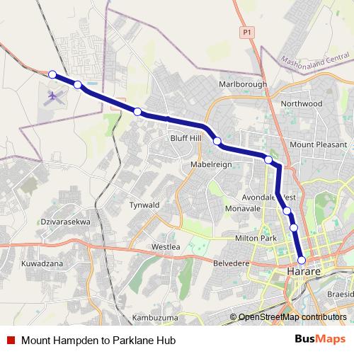 Mount Hampden to Parklane Hub bus Line Map