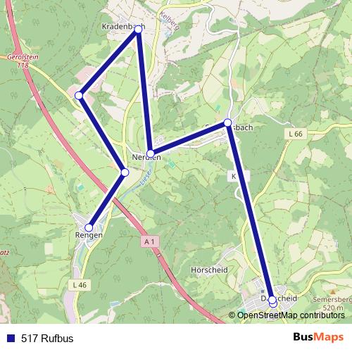 517 Rufbus bus Line Map