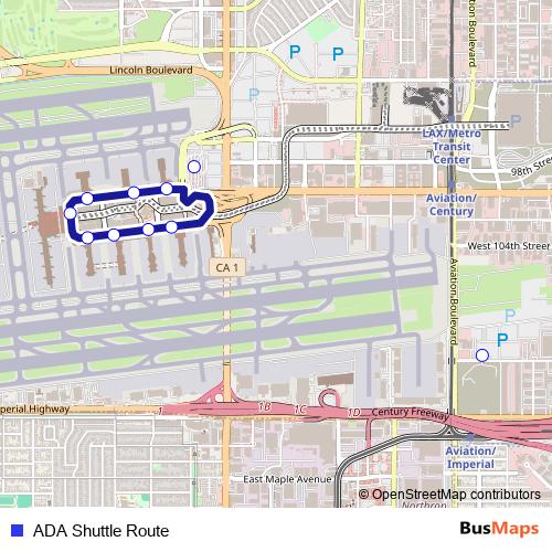 ADA Shuttle Route bus Line Map