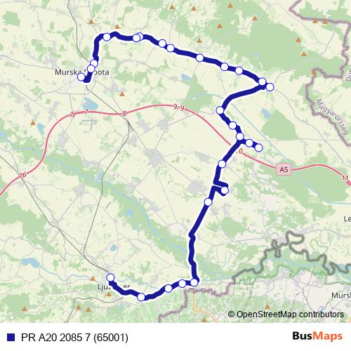 PR A20 2085 7 (65001) bus Line Map