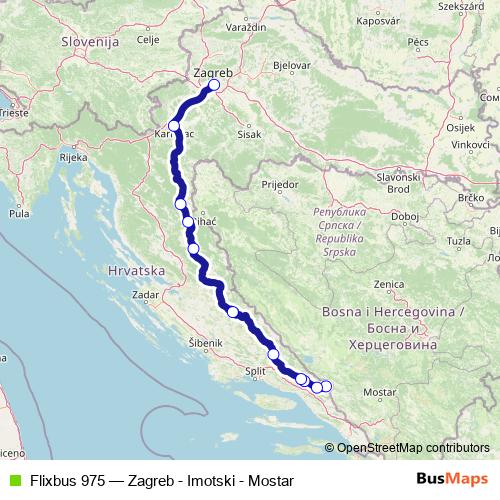 Flixbus 975 bus Line Map