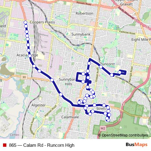 865 bus Line Map