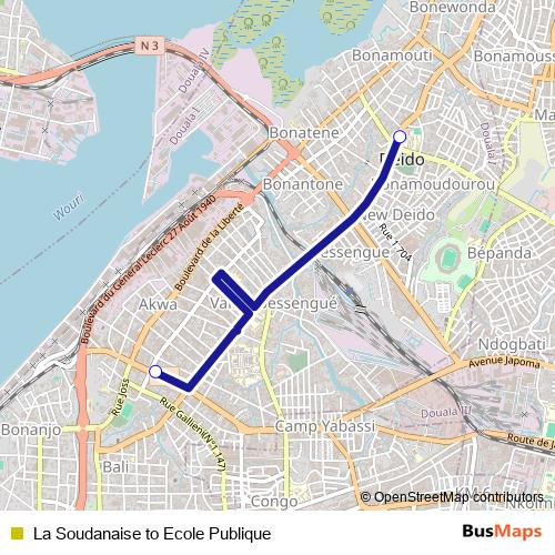 La Soudanaise to Ecole Publique bus Line Map