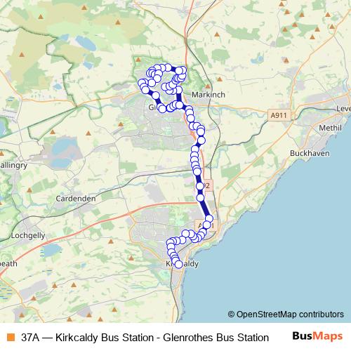 37A bus Line Map