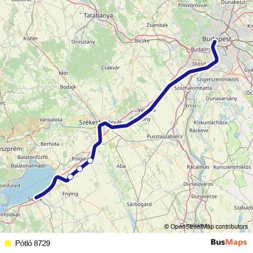 Pótló 8729 bus Line Map