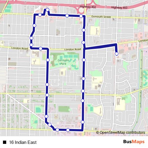 16 Indian East bus Line Map