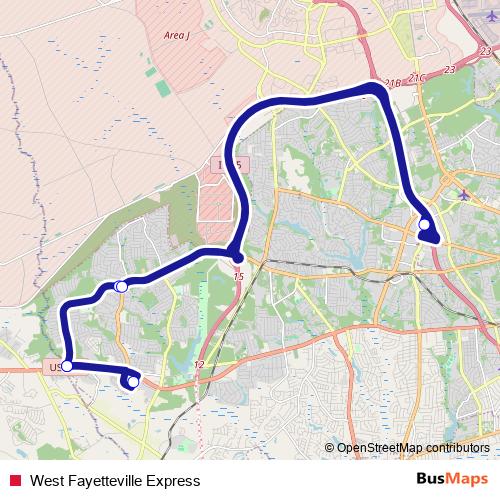 West Fayetteville Express bus Line Map