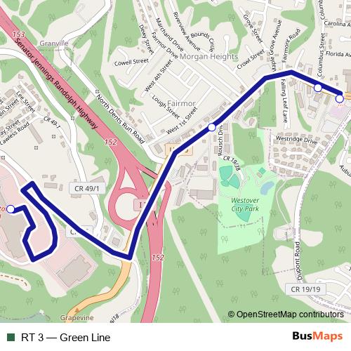 RT 3 bus Line Map