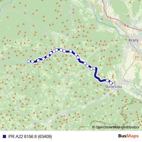 PR A22 6156 8 (63409) bus Line Map