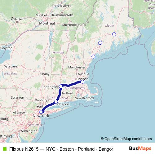 Flixbus N2615 bus Line Map